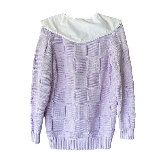 GANNI Lilac Smiley Cardigan XS Oversized Knit Sailor Collar Italy - Picture 2 of 8